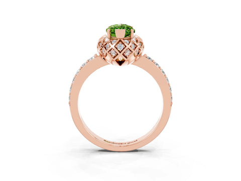 Rose gold Marquise Cut Diamond Solitaire Ring with Shared Prong Pavé Band_3