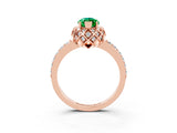 Rose gold Marquise Cut Diamond Solitaire Ring with Shared Prong Pavé Band_3