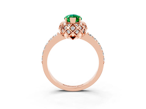 Rose gold Marquise Cut Diamond Solitaire Ring with Shared Prong Pavé Band_3