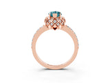 Rose gold Marquise Cut Diamond Solitaire Ring with Shared Prong Pavé Band_3