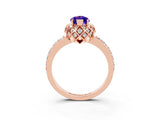 Rose gold Marquise Cut Diamond Solitaire Ring with Shared Prong Pavé Band_3