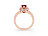 Rose gold Marquise Cut Diamond Solitaire Ring with Shared Prong Pavé Band_3