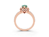 Rose gold Marquise Cut Diamond Solitaire Ring with Shared Prong Pavé Band_3
