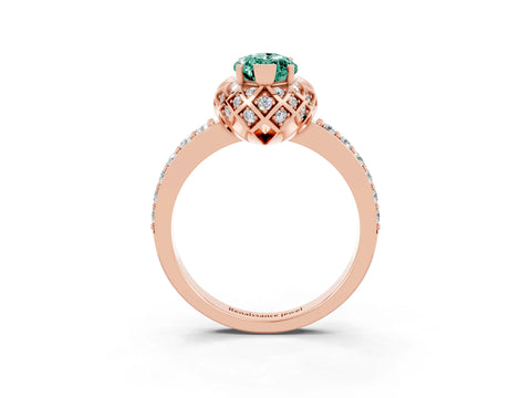 Rose gold Marquise Cut Diamond Solitaire Ring with Shared Prong Pavé Band_3