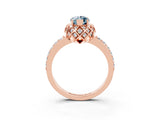 Rose gold Marquise Cut Diamond Solitaire Ring with Shared Prong Pavé Band_3