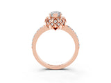 Rose gold Marquise Cut Diamond Solitaire Ring with Shared Prong Pavé Band_3