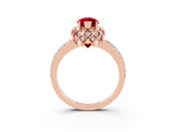 Rose gold Marquise Cut Diamond Solitaire Ring with Shared Prong Pavé Band_3