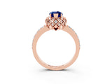 Rose gold Marquise Cut Diamond Solitaire Ring with Shared Prong Pavé Band_3