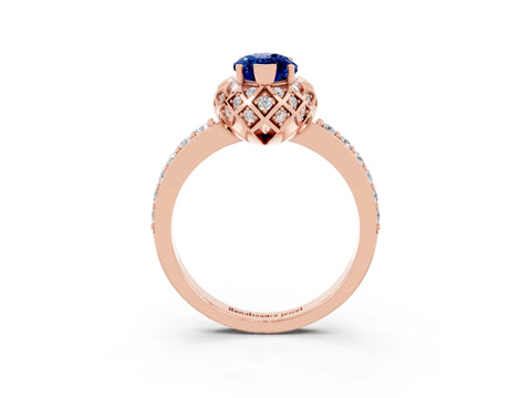 Rose gold Marquise Cut Diamond Solitaire Ring with Shared Prong Pavé Band_3