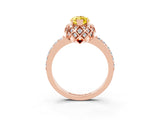 Rose gold Marquise Cut Diamond Solitaire Ring with Shared Prong Pavé Band_3