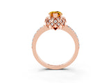 Rose gold Marquise Cut Diamond Solitaire Ring with Shared Prong Pavé Band_3