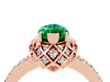 Rose gold Marquise Cut Diamond Solitaire Ring with Shared Prong Pavé Band_4
