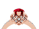 Rose gold Marquise Cut Diamond Solitaire Ring with Shared Prong Pavé Band_4