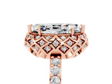 Rose gold Marquise Cut Diamond Solitaire Ring with Shared Prong Pavé Band_5