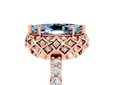 Rose gold Marquise Cut Diamond Solitaire Ring with Shared Prong Pavé Band_5