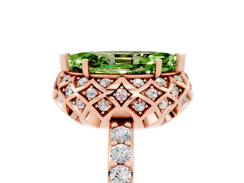 Rose gold Marquise Cut Diamond Solitaire Ring with Shared Prong Pavé Band_5
