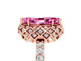 Rose gold Marquise Cut Diamond Solitaire Ring with Shared Prong Pavé Band_5