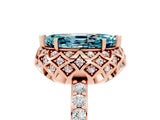 Rose gold Marquise Cut Diamond Solitaire Ring with Shared Prong Pavé Band_5