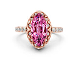 Rose gold Marquise Cut Diamond Solitaire Ring with Shared Prong Pavé Band