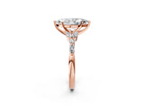 Rose gold Marquise Cut Diamond Solitaire Ring with Side Stones and Four-Prong Setting_80