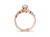 Rose gold Marquise Cut Diamond Solitaire Ring with Side Stones and Four-Prong Setting_81