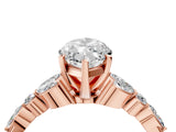 Rose gold Marquise Cut Diamond Solitaire Ring with Side Stones and Four-Prong Setting_82