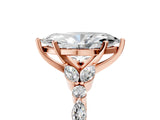 Rose gold Marquise Cut Diamond Solitaire Ring with Side Stones and Four-Prong Setting_83