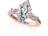 Rose gold Marquise Cut Diamond Solitaire Ring with Tapered Baguette Accents and Four-Prong Setting_116