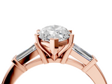 Rose gold Marquise Cut Diamond Solitaire Ring with Tapered Baguette Accents and Four-Prong Setting_119