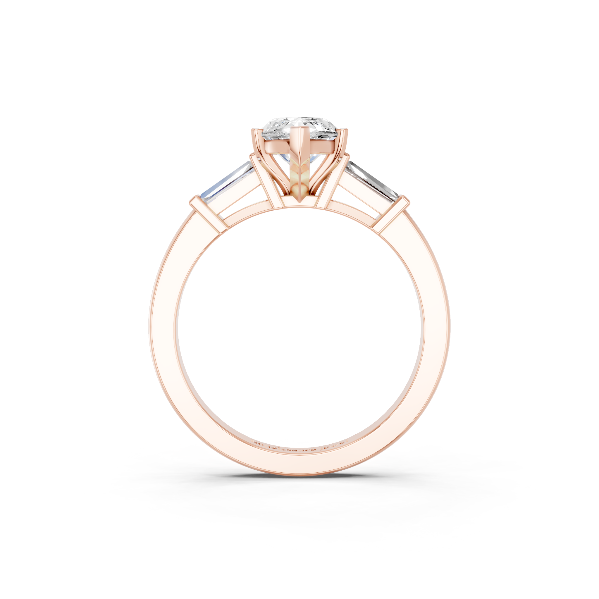 Rose gold Marquise Cut Diamond Solitaire Ring with Tapered Baguette Accents and Four-Prong Setting_8
