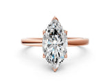 Rose gold Marquise Cut Diamond Solitaire Ring with Thin Band and Prong Setting_12