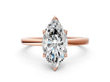 Rose gold Marquise Cut Diamond Solitaire Ring with Thin Band and Prong Setting_24