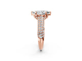 Rose gold Marquise Cut Diamond Solitaire Ring with Three-Row Pavé Band and Four-Prong Setting_36