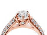 Rose gold Marquise Cut Diamond Solitaire Ring with Three-Row Pavé Band and Four-Prong Setting_38