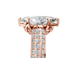 Rose gold Marquise Cut Diamond Solitaire Ring with Three-Row Pavé Band and Four-Prong Setting_39