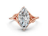 Rose gold Marquise Cut Diamond Solitaire Ring with Twist Band and Four-Prong Setting_73