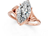 Rose gold Marquise Cut Diamond Solitaire Ring with Twist Band and Four-Prong Setting_74