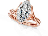 Rose gold Marquise Cut Diamond Solitaire Twist Band Prong Setting Ring_68