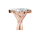 Rose gold Marquise Cut Diamond Solitaire Twist Band Prong Setting Ring_72