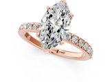 Rose gold Marquise Cut Diamond Solitaire with Pave Band and Four-Prong Setting 1