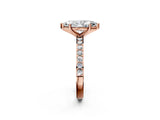 Rose gold Marquise Cut Diamond Solitaire with Pave Band and Four-Prong Setting 2