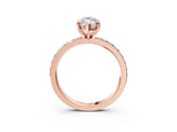Rose gold Marquise Cut Diamond Solitaire with Pave Band and Four-Prong Setting 3
