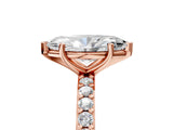 Rose gold Marquise Cut Diamond Solitaire with Pave Band and Four-Prong Setting 5