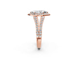 Rose gold Marquise Cut Diamond Split Shank Halo Ring with Four-Prong Setting_60