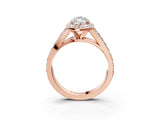 Rose gold Marquise Cut Diamond Split Shank Halo Ring with Four-Prong Setting_61