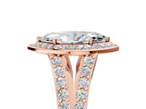 Rose gold Marquise Cut Diamond Split Shank Halo Ring with Four-Prong Setting_63