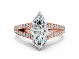 Rose gold Marquise Cut Diamond Split Shank Pavé Engagement Ring with Four-Prong Setting_80