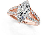 Rose gold Marquise Cut Diamond Split Shank Pavé Engagement Ring with Four-Prong Setting_81