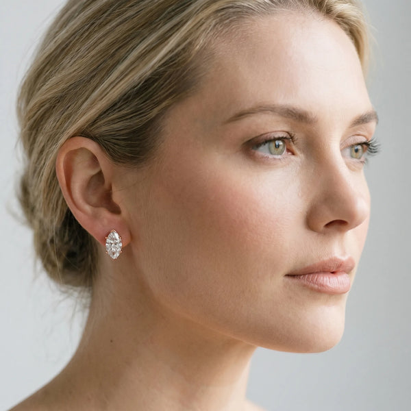 Rose gold Marquise Cut Diamond Stud Earrings
