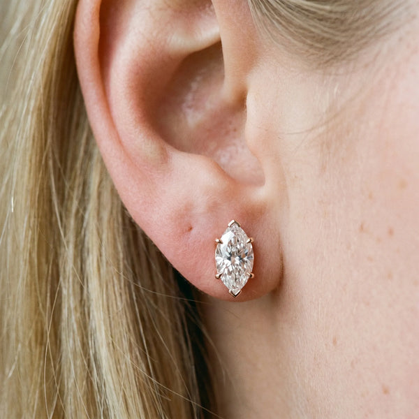 Rose gold Marquise Cut Diamond Stud Earrings